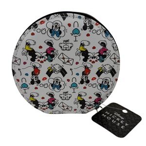 Disney Mickey Minnie Mouse Round Jewelry Case Zipper Travel Organizer NWT